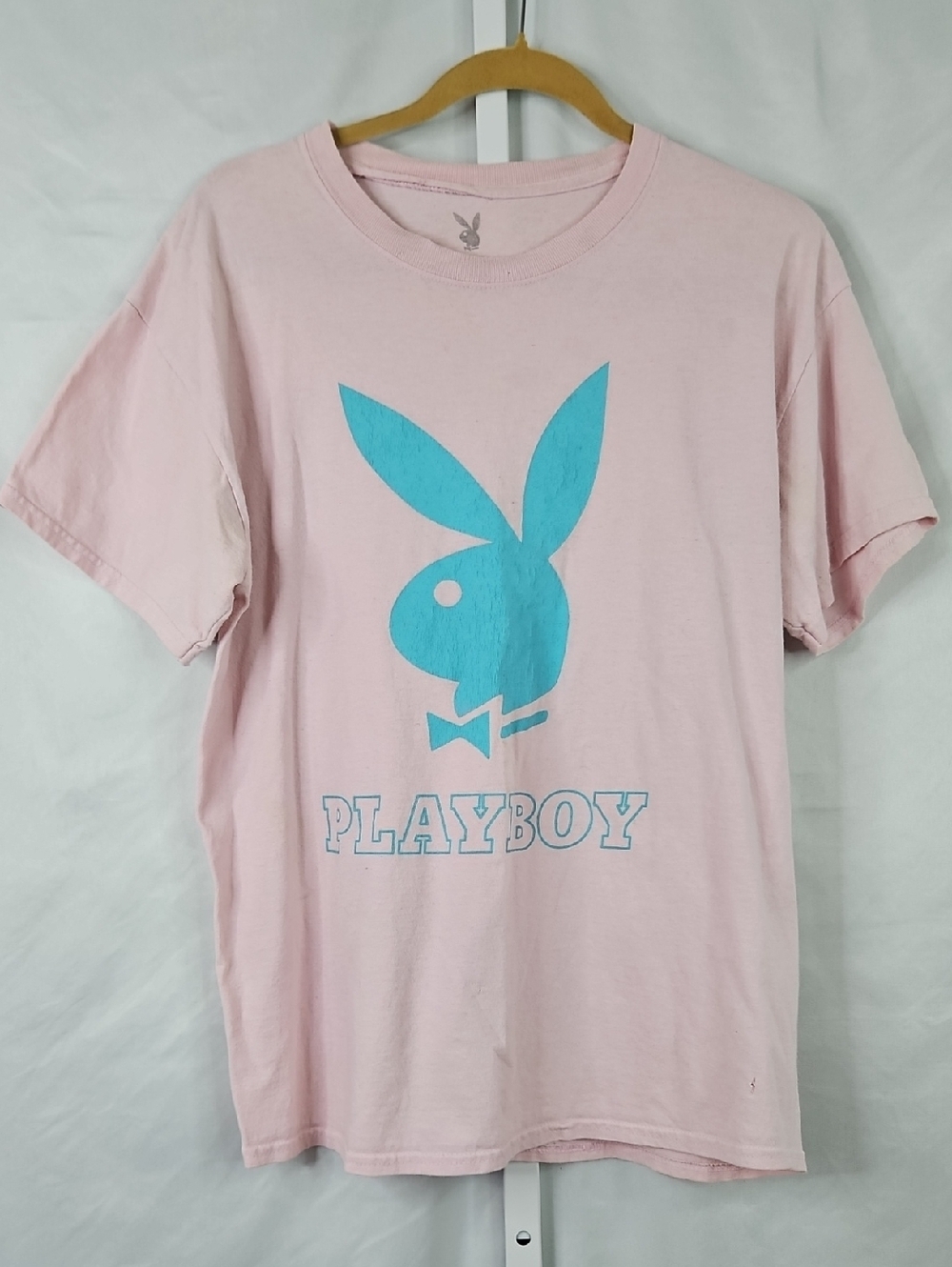 Playboy Pink Bunny Graphic Tee Women’s Large Distressed